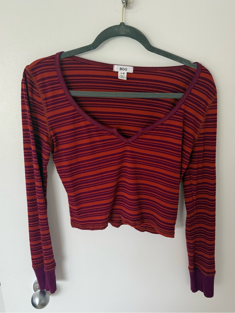 Striped long sleeve crop